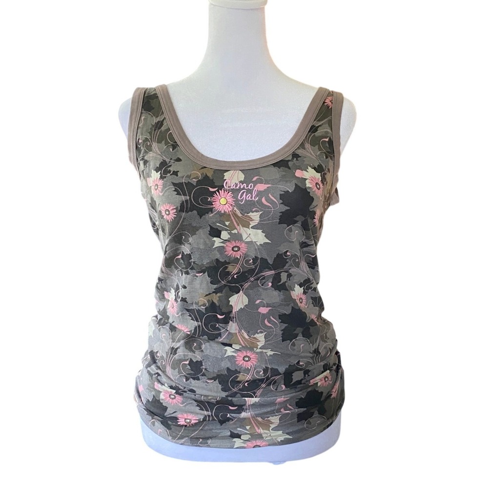 Camo Gal Y2K Embroidered Camouflage Floral Tank Top Small Country‎ Skater Summer